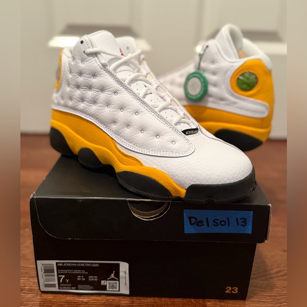 Del Sol Retro Jordan 13s- White and Orange